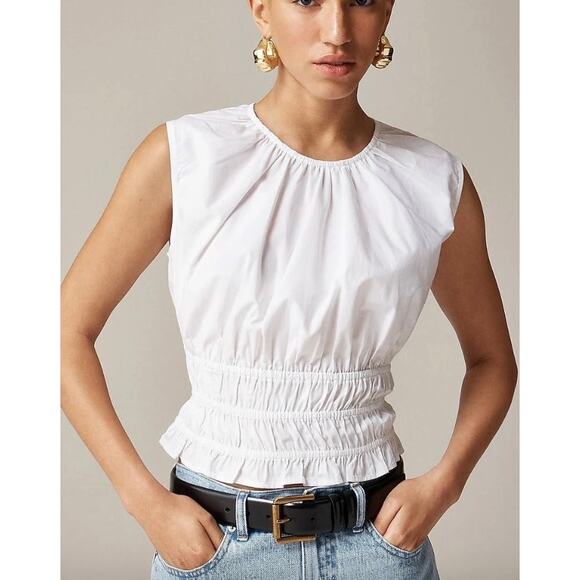 J.Crew Cotton Hyacinth Top in Cotton Poplin White Sz S #59 - Picture 1 of 2